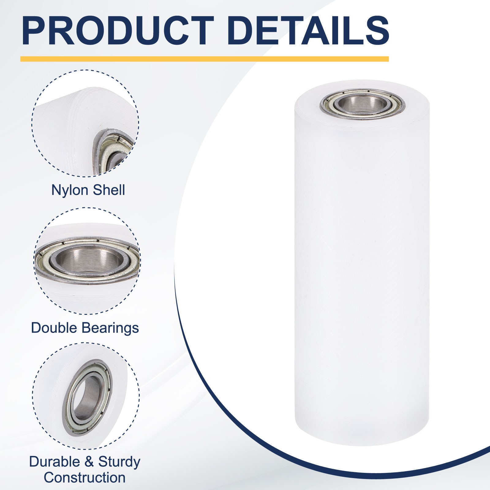 4Pcs, Nylon Roller Wheel w/ Bearings 25/64″x1-9/16″x3-15/16″ Nylon Pulley