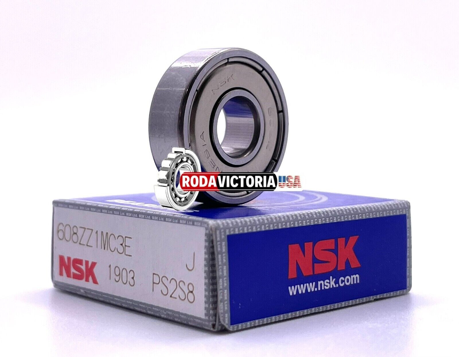NSK 608ZZ C3 DEEP GROOVE BALL BEARING, METAL SHIELDED 8x22x7mm