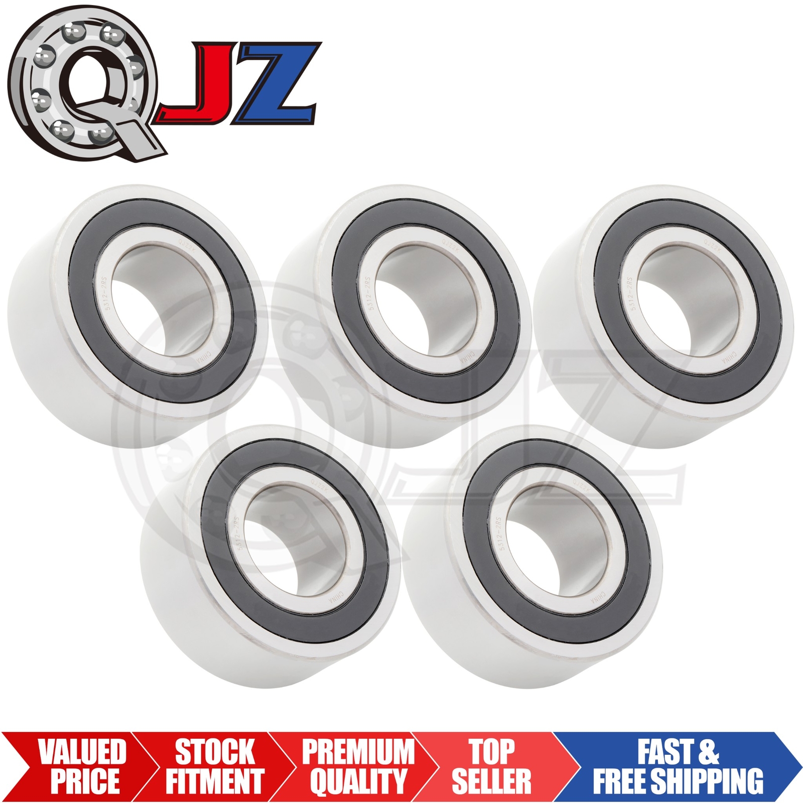 [Qty.5] 5312-2RS Angular Contact Ball Bearing [60 mm ID x 130 mm OD x 54 mm W]