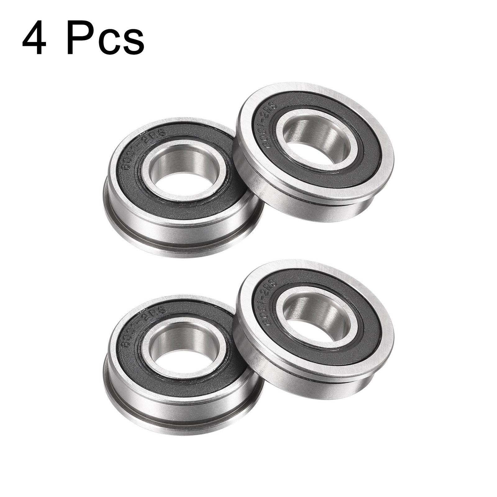 F6001-2RS Flange Ball Bearing 12x28x8mm Double Sealed Chrome Steel Bearing 4pack