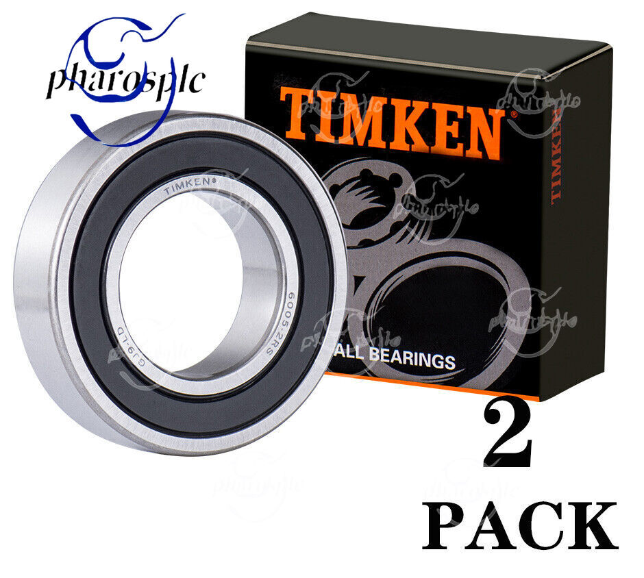 (2 PACK) TIMKEN 6005-2RS 25X47X12MM Double Rubber Seal Ball Bearings