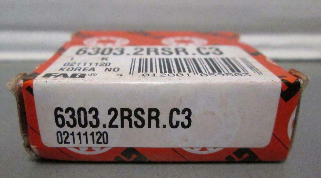 FAG 6303 2RS DEEP GROOVE BALL BEARING, RUBBER SEALED 17x47x14 mm