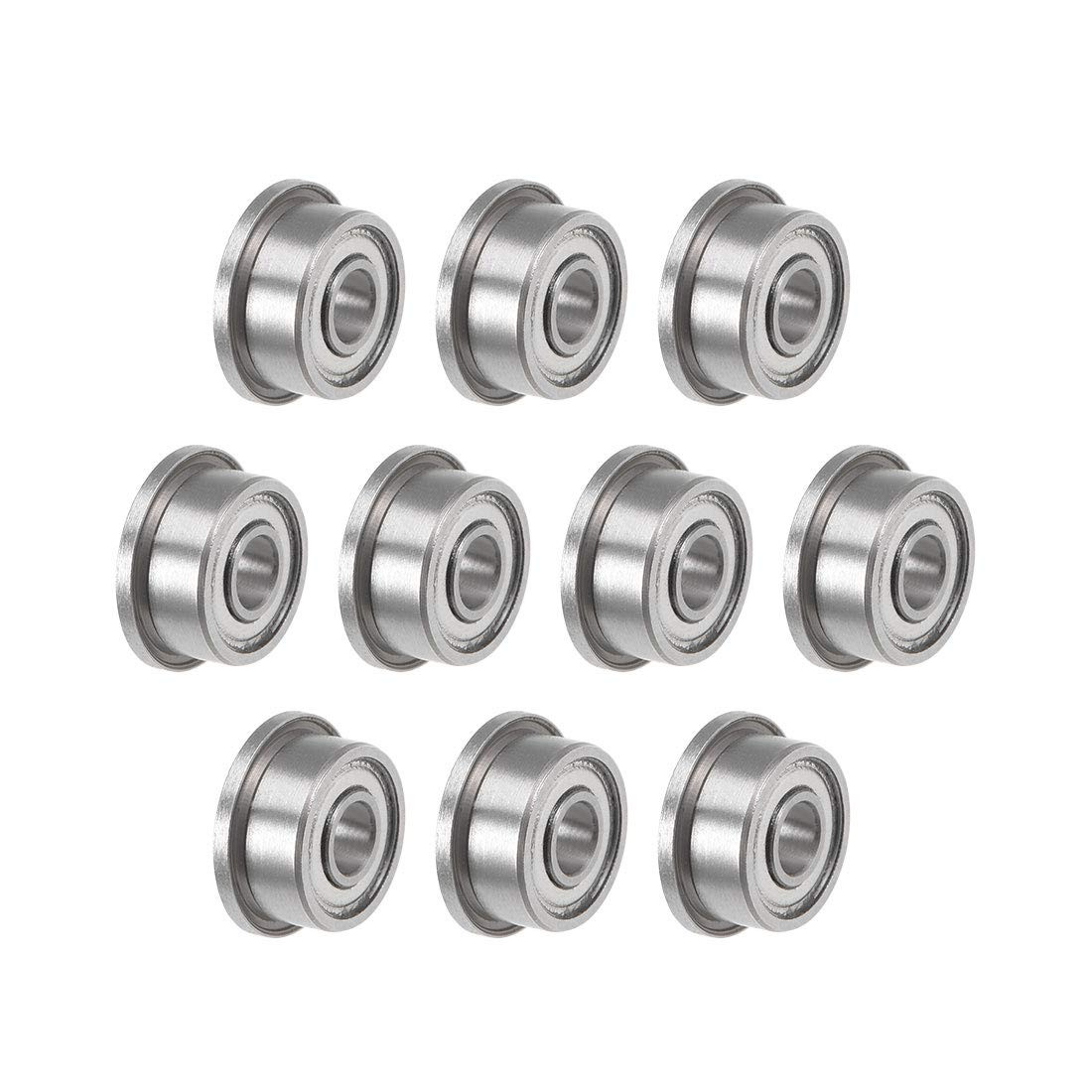Uxcell F693ZZ Flanged Ball Bearing 3X8X4Mm Shielded Chrome Steel Flange Rip Bear