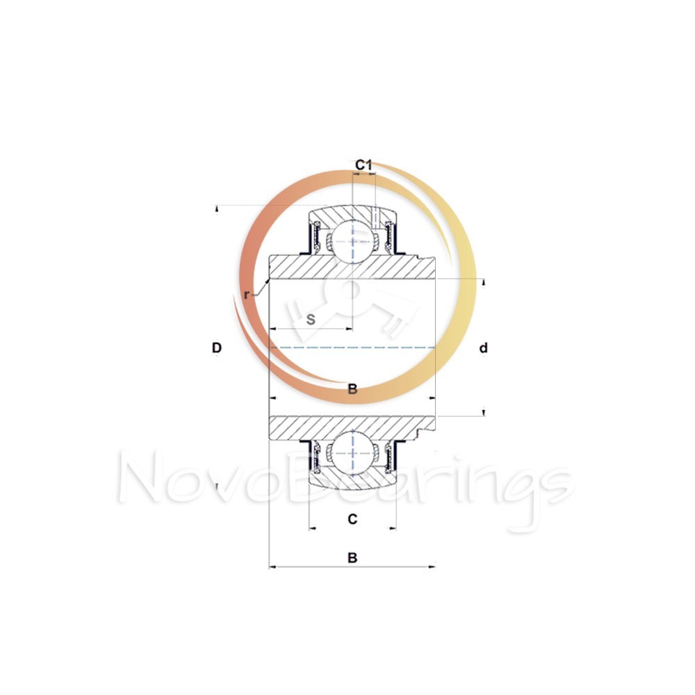 RL207C3/L666 Single Row Insert Ball Bearing 35x72x37,6 mm. by NTN brand