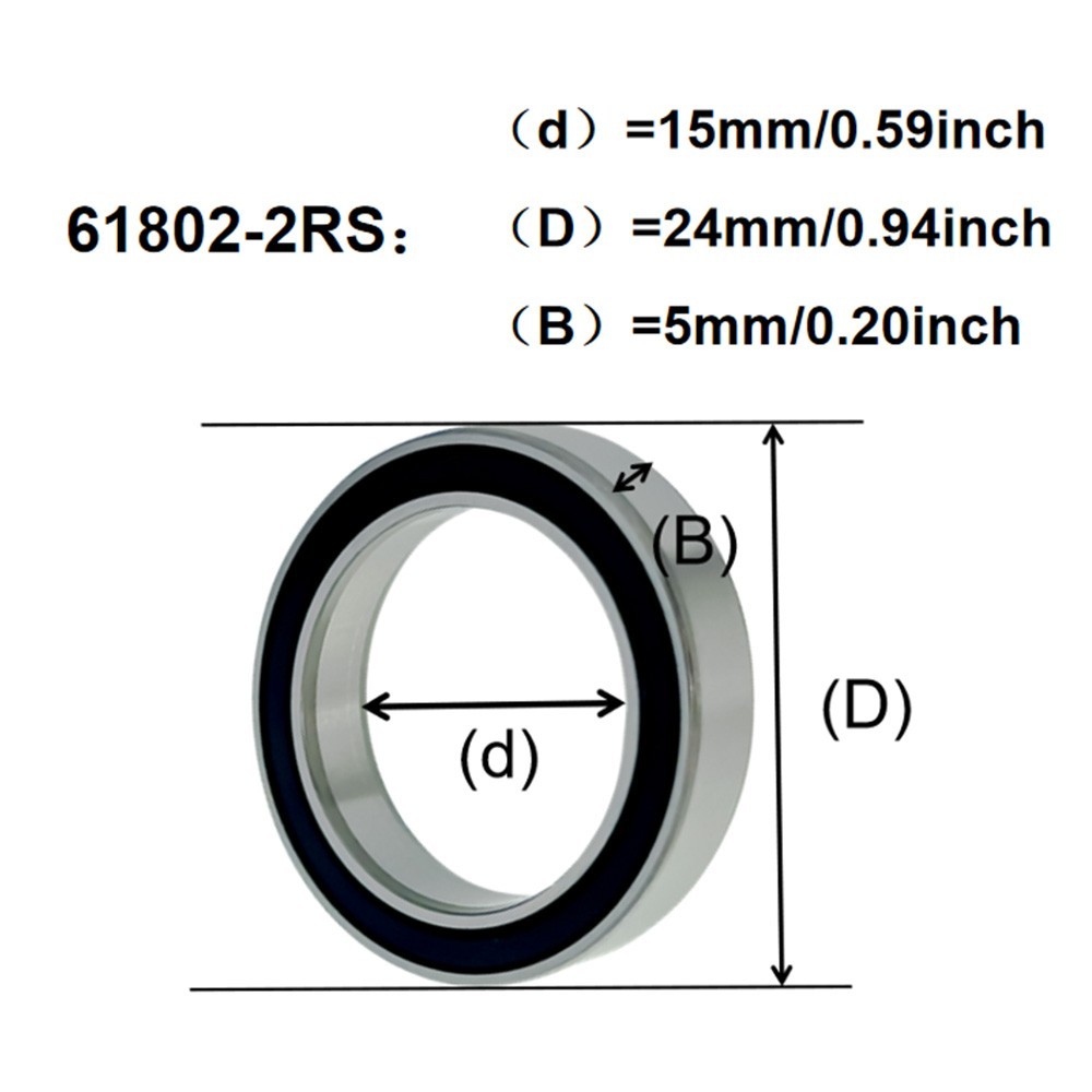 2 Pack TURNUP 61802-2RS 15x24x5mm Double Rubber Sealed Deep Groove Ball Bearings
