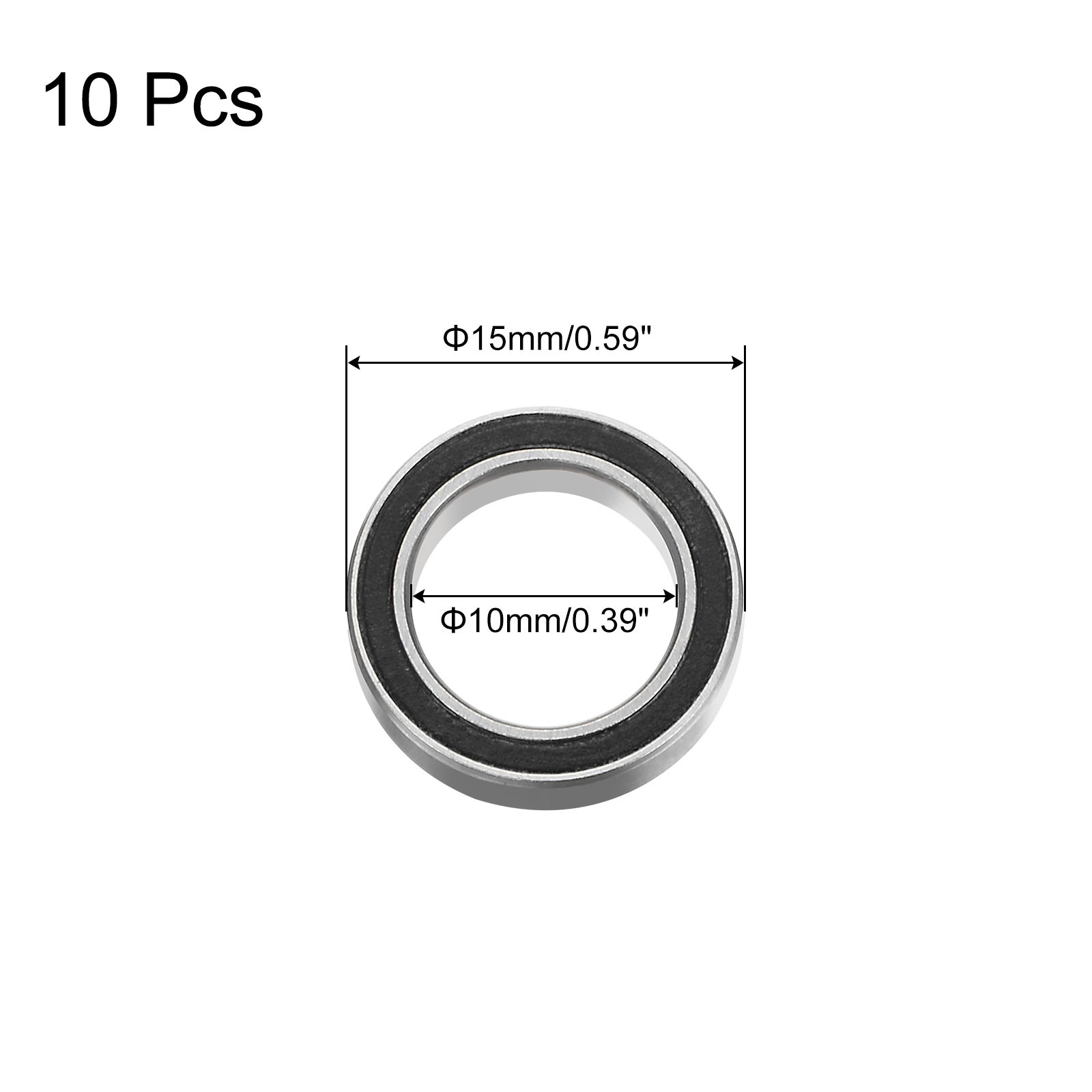 6700-2RS Deep Groove Ball Bearing,10pcs 10x15x4mm Z2 Bearings,Black
