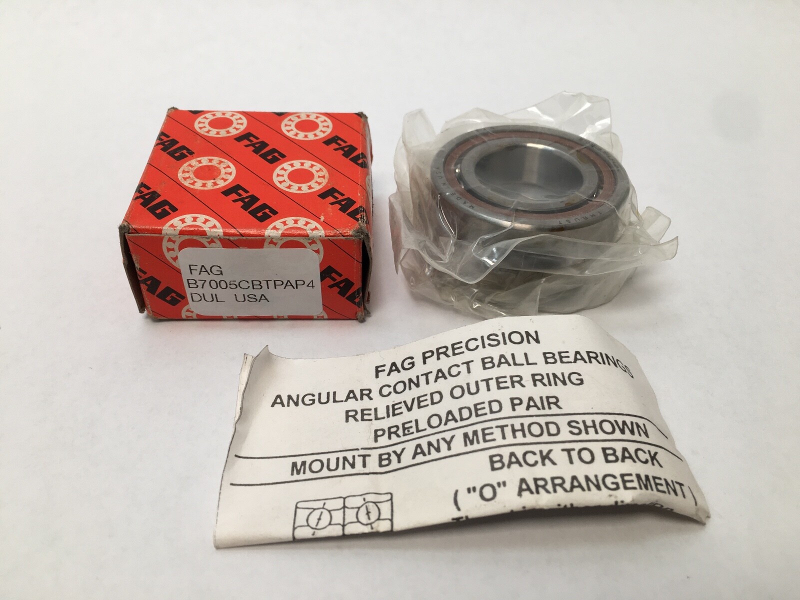FAG B7005CB.TPA.P4.DUL Bearing 25x47x12 mm B7005CB-TPA-P4-DUL ABEC7 USA Set