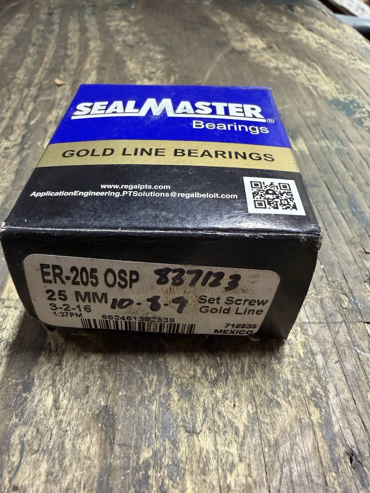 Sealmaster ER-205 Set Screw Insert Bearing With Cylindrical OD and Snap Ring