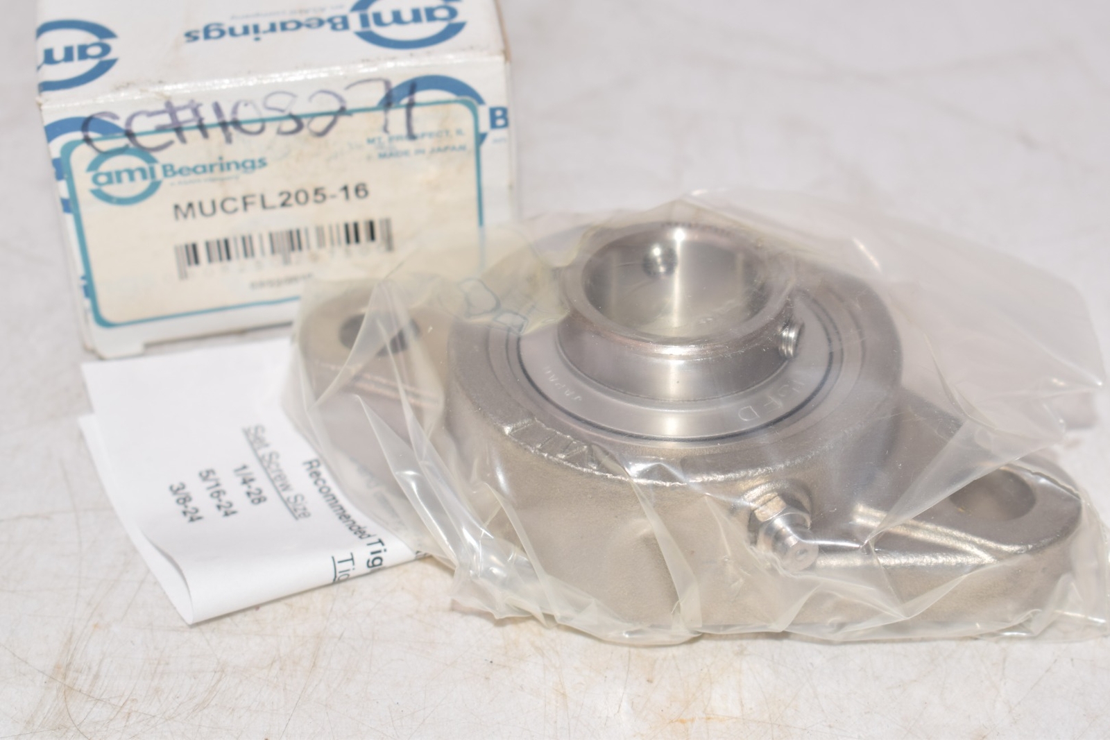 NEW AMI Bearings MUCFL205-16 Stainless Steel 2 Bolt Flange Bearing 1”