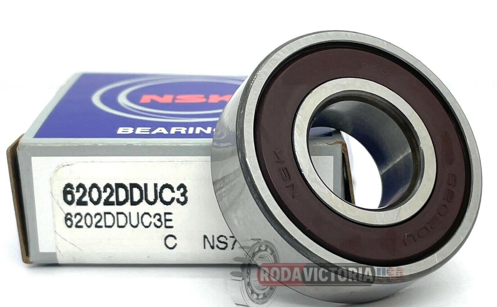 NSK 6202 DDU C3 DEEP GROOVE BALL BEARING, RUBBER SEALED 15x35x11mm 6202 2RS