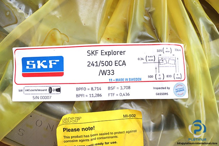 SKF 241/500 ECA/W33 SPHERICAL ROLLER BEARING_530 mm bore_380 RPM_W33_Brass cage