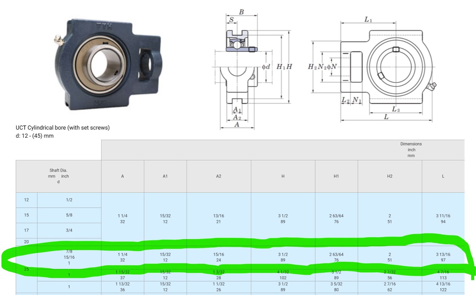 FYH T205 E J Take-Up Bearing 1″ Bore [B8B1]