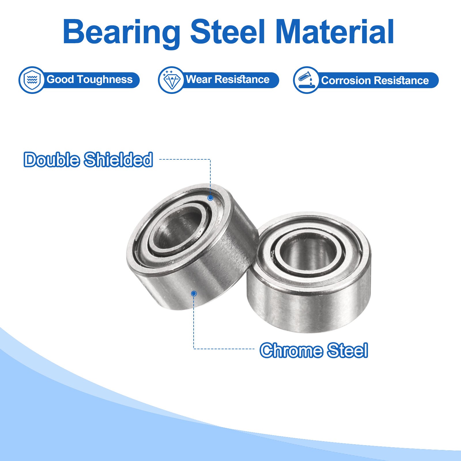2pcs R2-5ZZ 1/8″ ID x 5/16″ OD x 9/64″ Height Z1 Ball Bearings, Silver Tone
