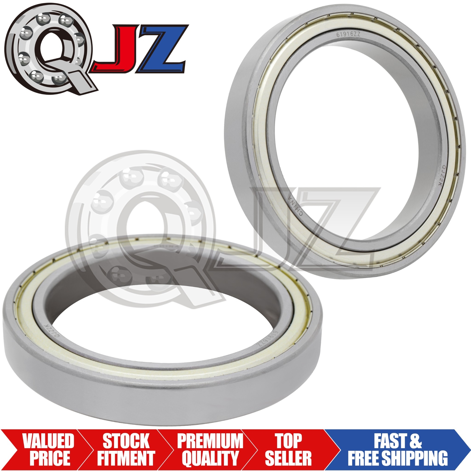 [Qty.2] 6916-ZZ Radial/Deep Groove Ball Bearing [80mm ID x 110mm OD x 16mm W]
