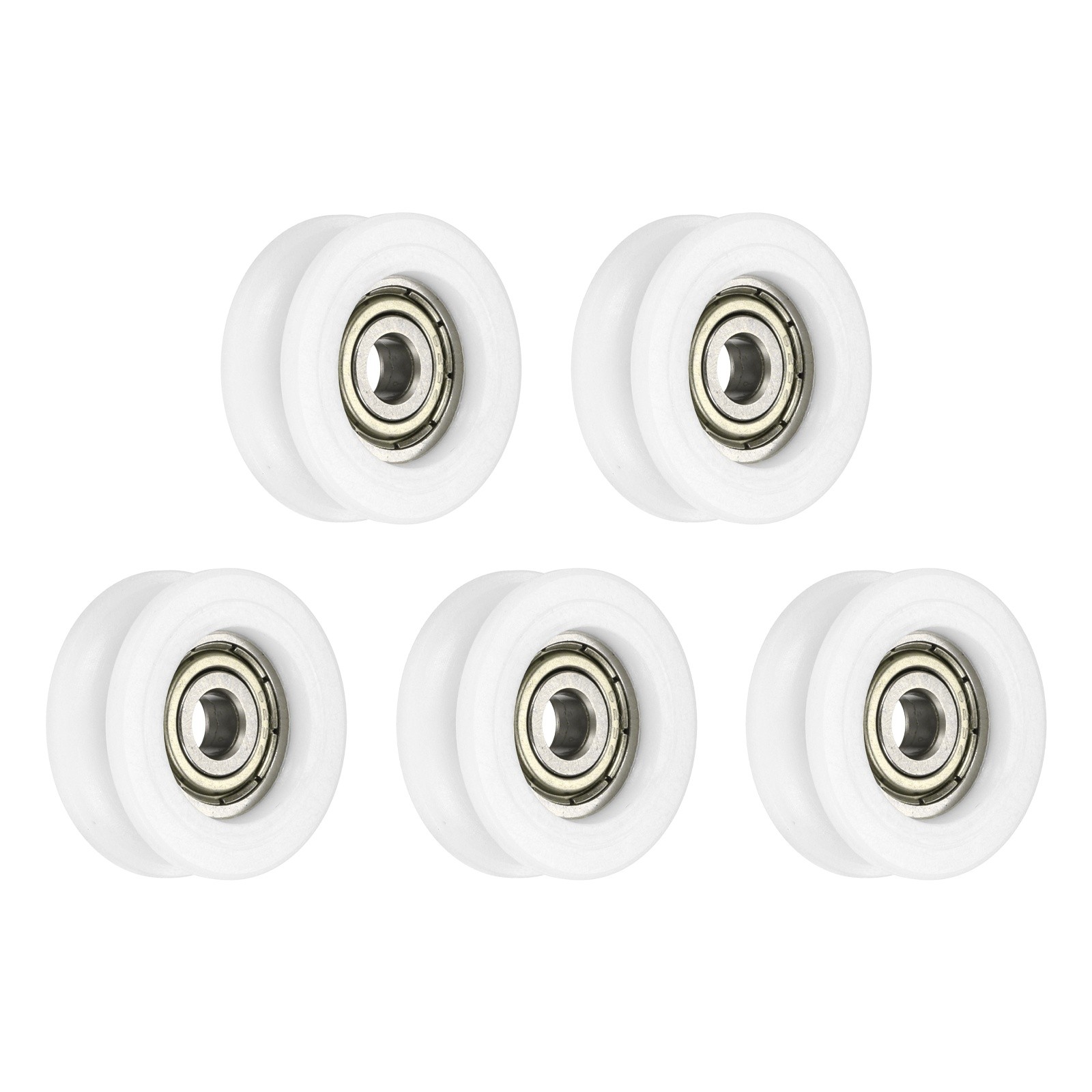 5 Pcs White Groove Nylon Plastic Guide Bearing 5x26x9mm Pulley Roller