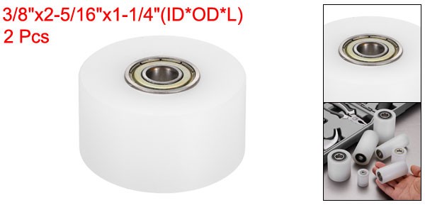 2Pcs, Nylon Roller Wheel with Bearings 3/8″x2-5/16″x1-1/4″ Nylon Pulley