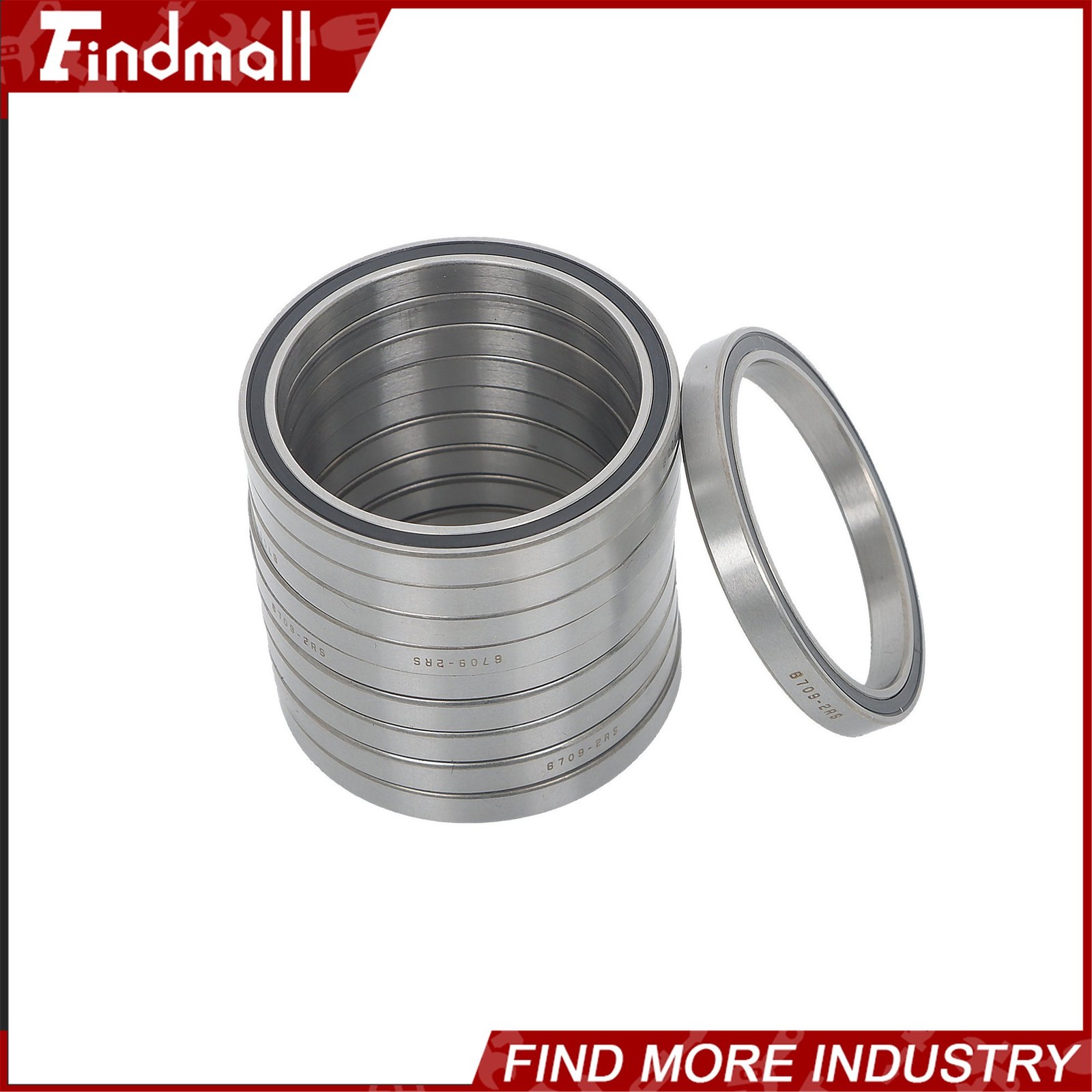 Findmall 6709-2RS Deep Groove Bearings 10pcs 45x55x6mm Rubber Sealed Pre-Lubed