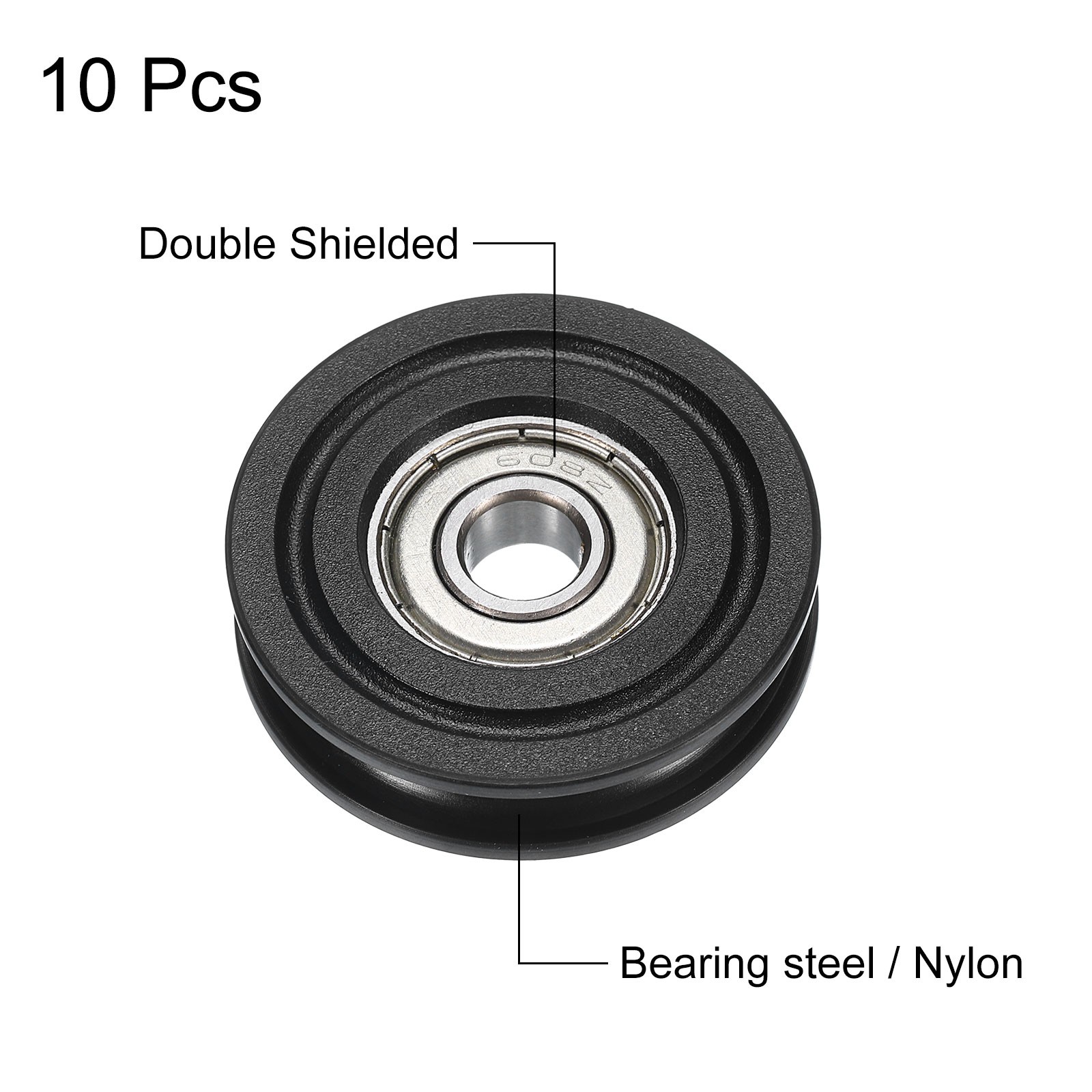 10pcs U608ZZ Nylon Pulley Ball Bearing 8x40x10mm U Groove Roller Wheel