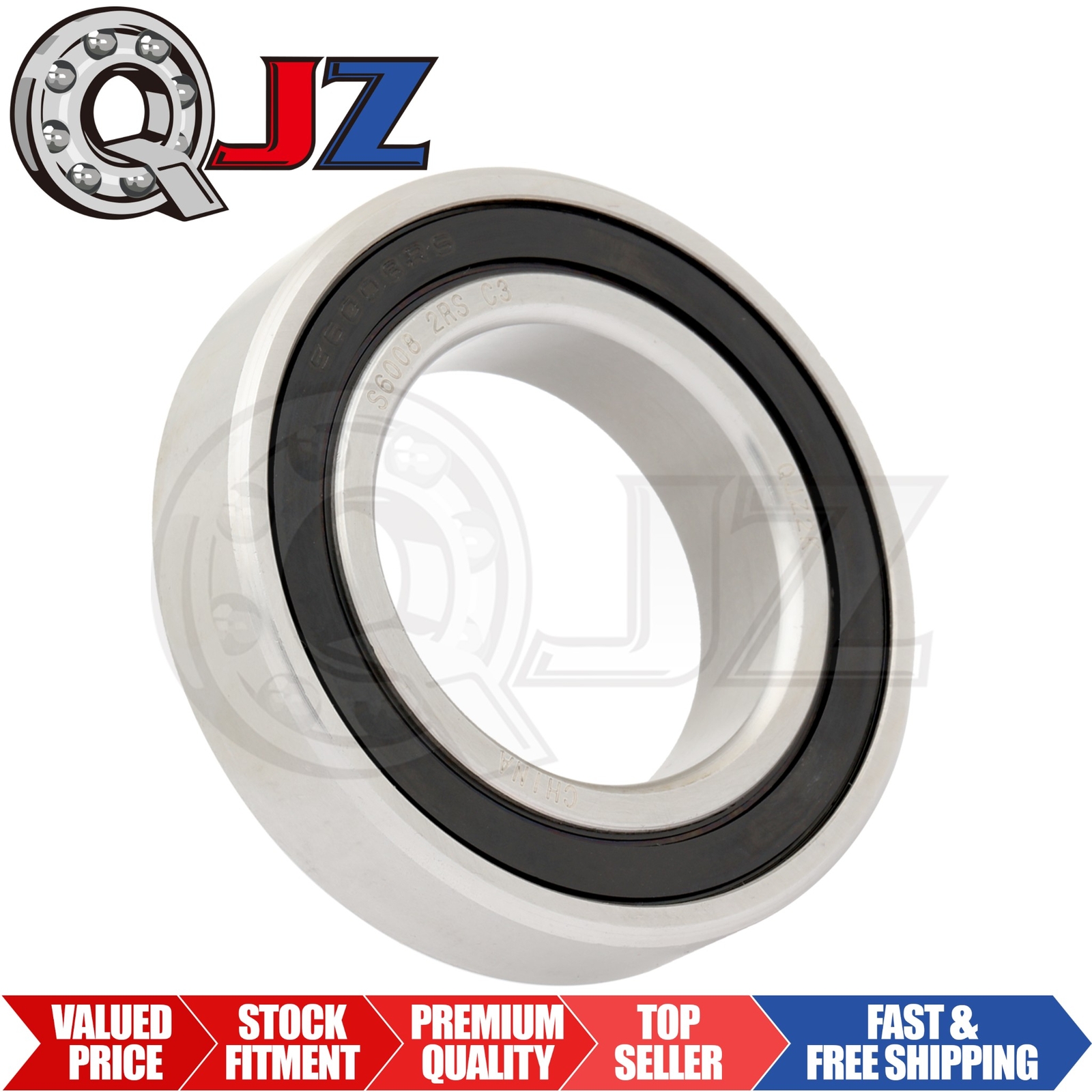 [Qty.1] New S6008-2RS Stainless Radial Ball Bearing [40mm ID x 68mm OD x 15mm W]