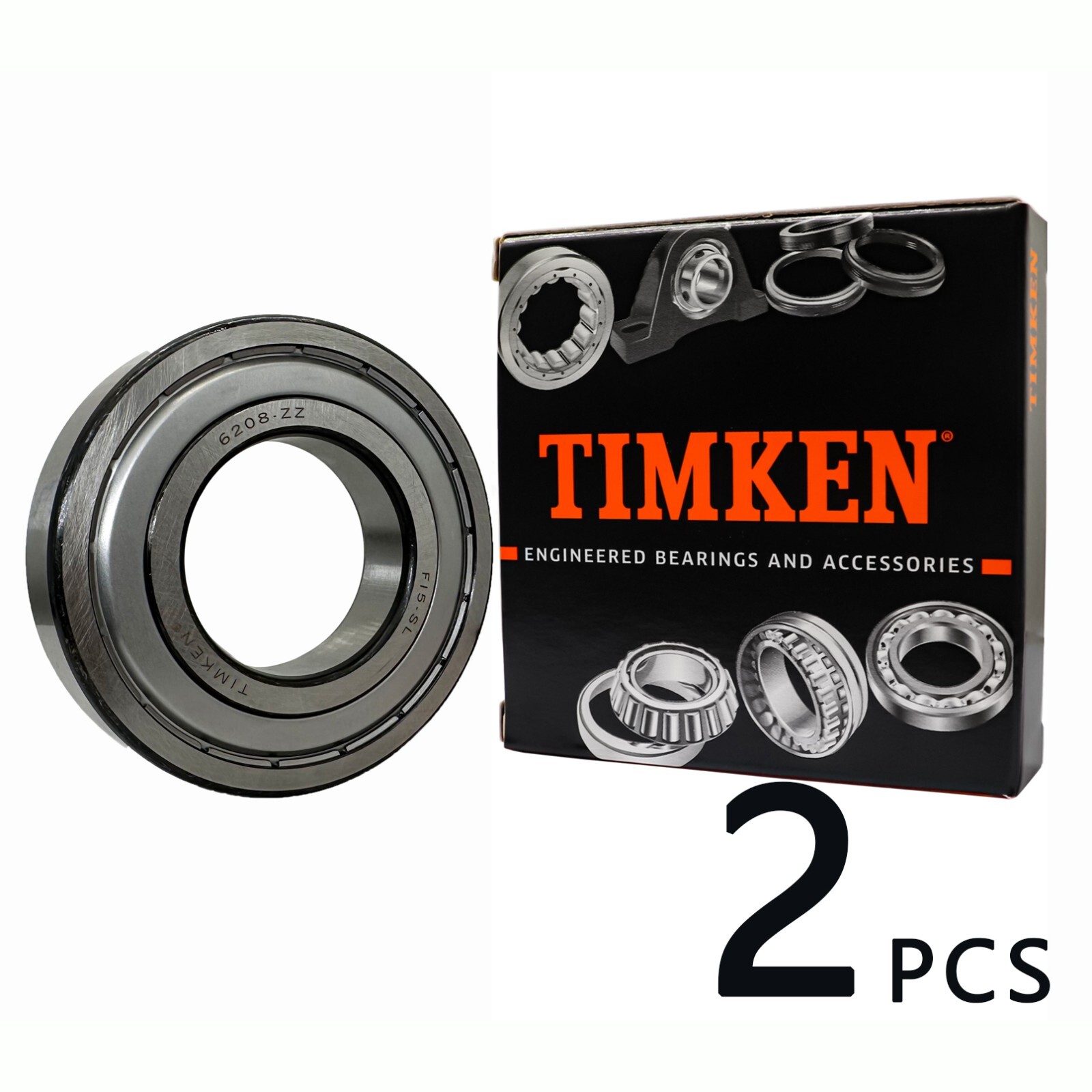 2PCS TIMKEN 6208-ZZ 40X80X18MM Double Metal Seal Bearings 6208ZZ