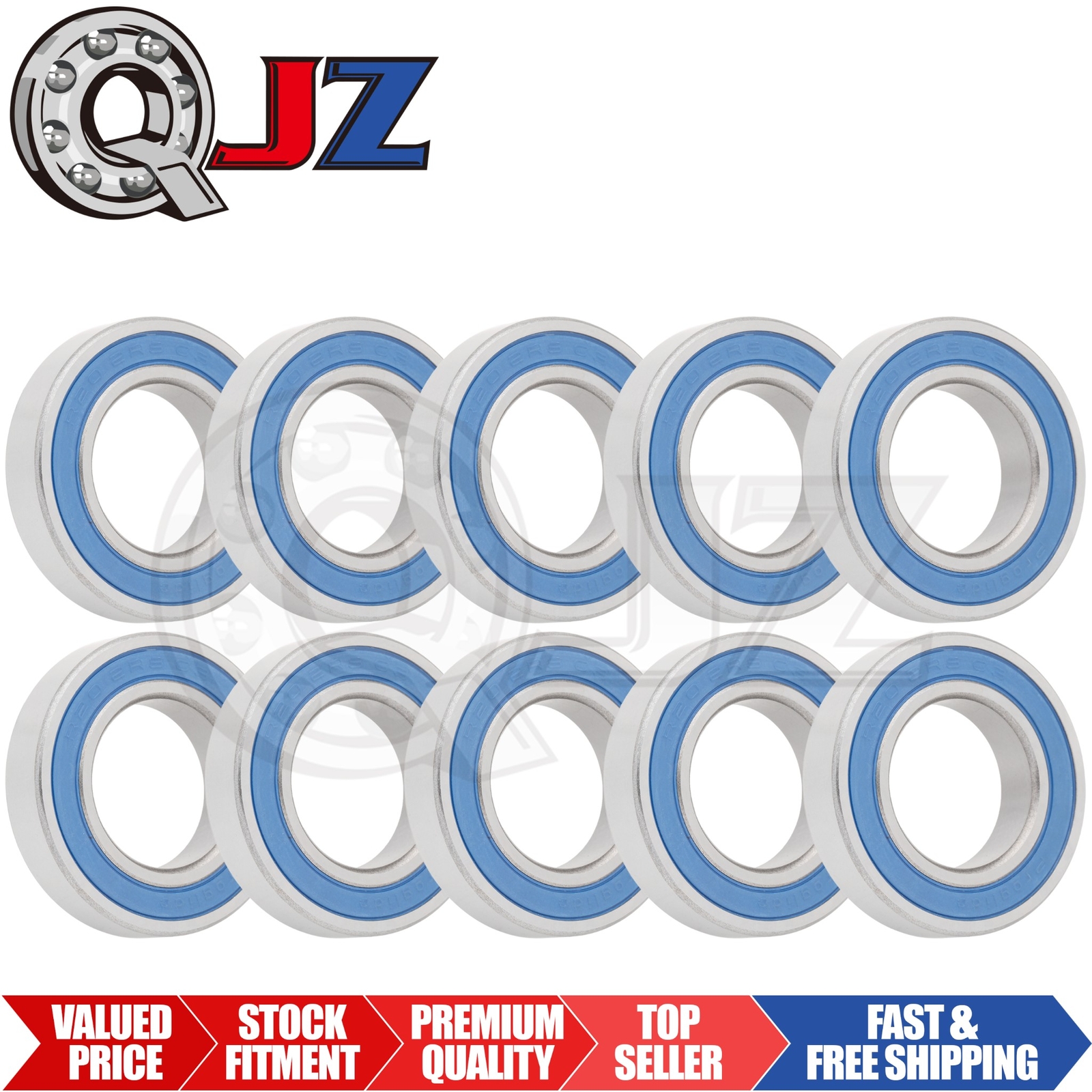 [Qty.10] R20-2RS-PG Deep Groove Ball Bearing [1.25″ Bore x 2.25″ OD x 0.5″ W]