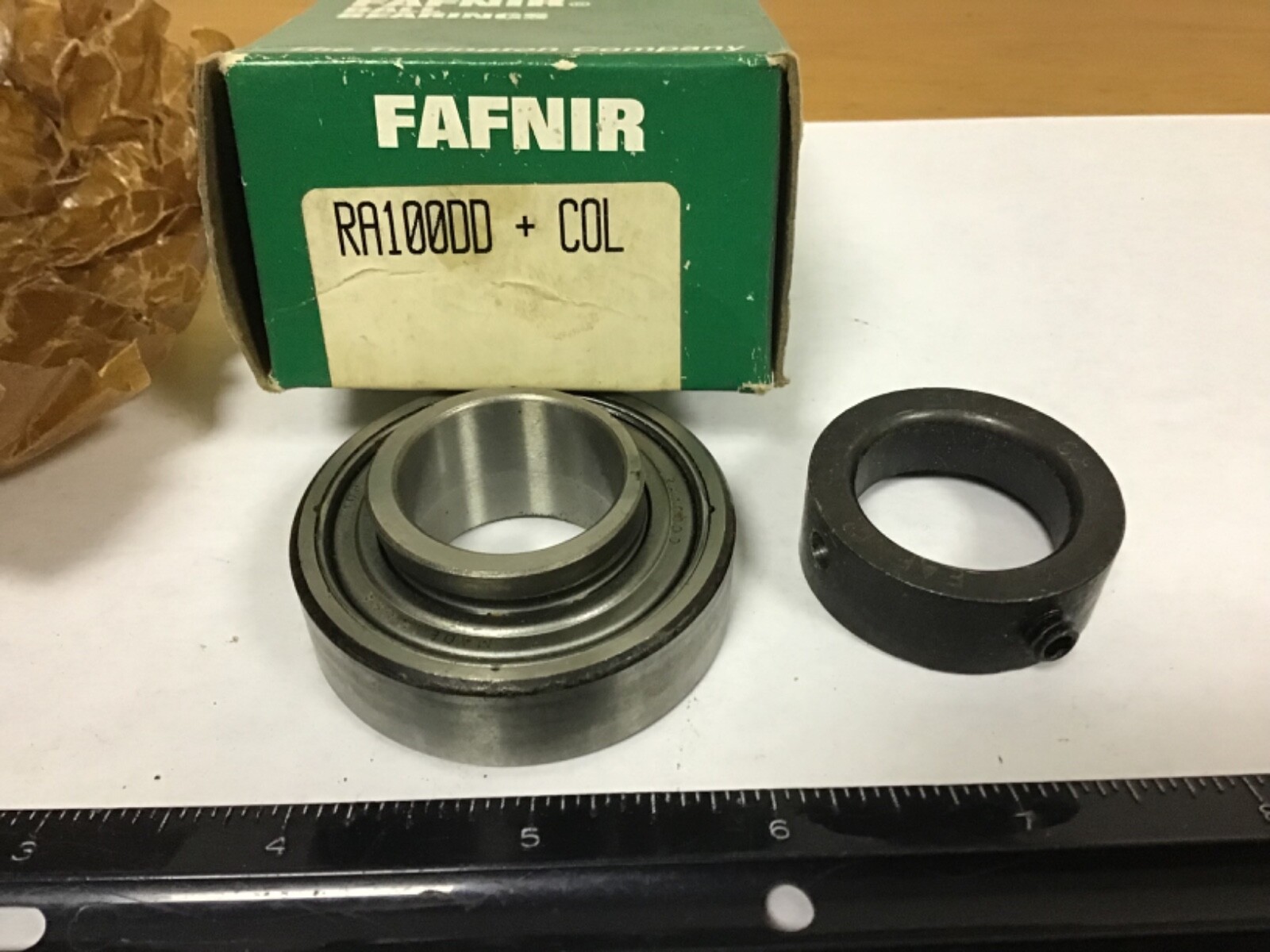 New Fafnir RA100DD + COL Insert Bearing, 1.000” Bore, 52MM OD, .8438″ Width
