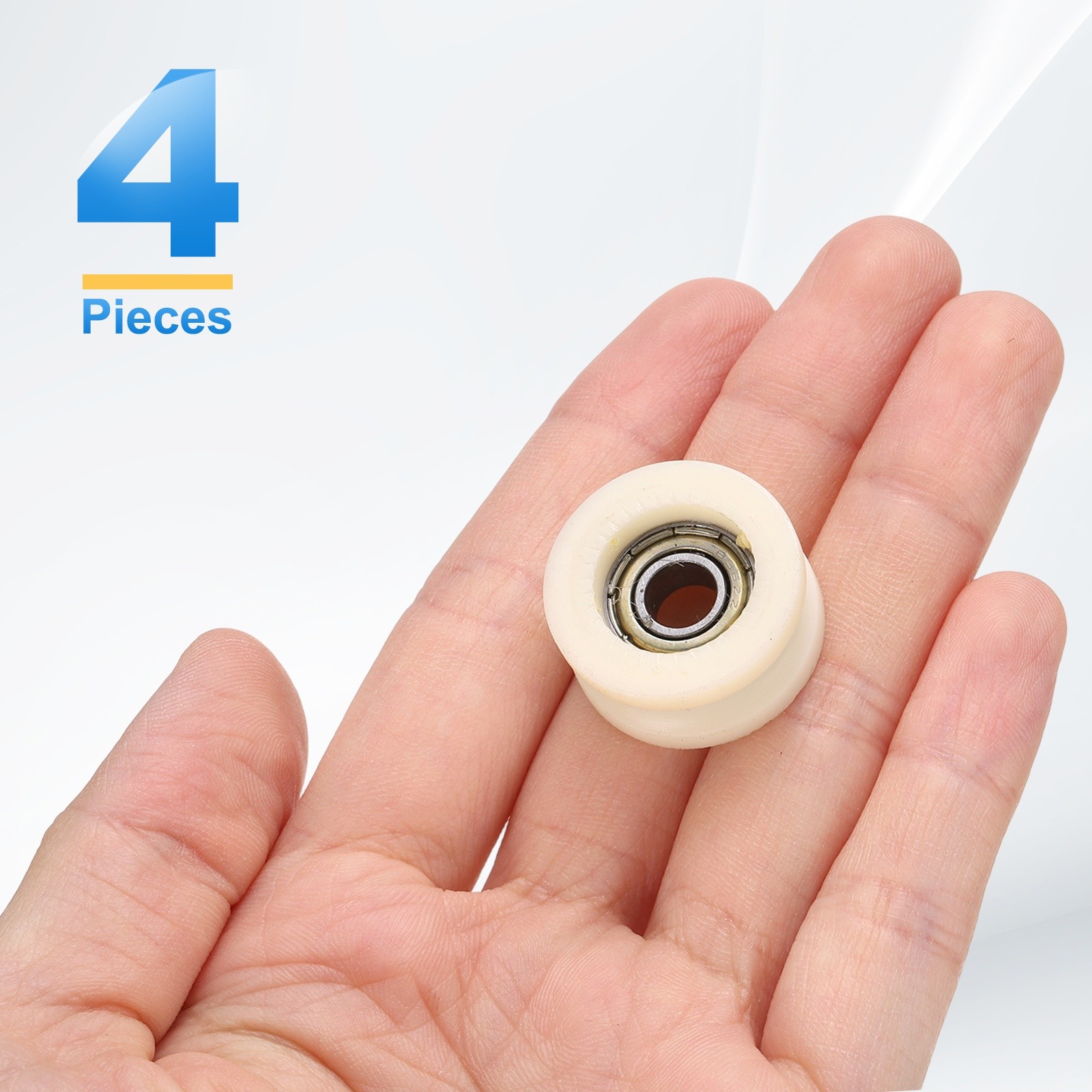 4Pcs Groove Plastic Guide Bearing 6x23x11mm Pulley Roller(Beige)