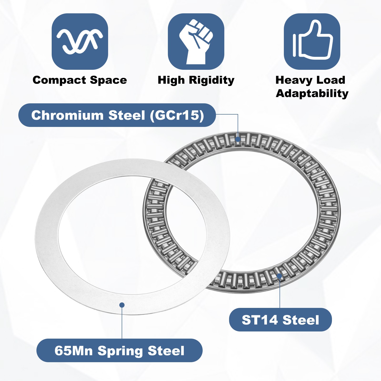 2pcs AXK90120 Chrome Steel Needle Roller Thrust Bearings with Washers 90x120x6mm