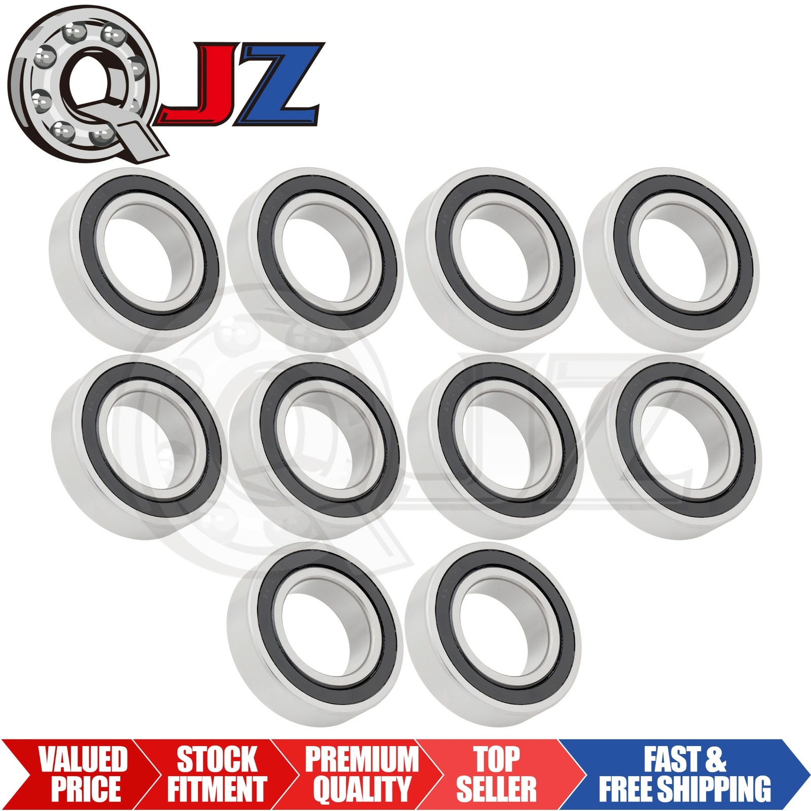 [Qty.10] New 2210-2RS Self-Aligning Ball Bearing [50mm Bore x 90mm OD x 23mm W]