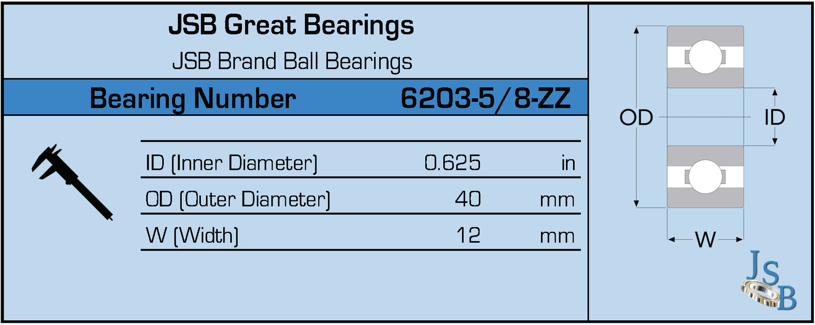 (Qty. 10) 6203-5/8-ZZ High Quality Two Side Shielded Bearings 6203-10-ZZ 5/8” ID