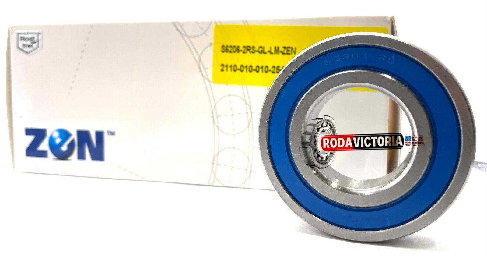 ZEN S6206 2RS BALL BEARING, RUBBER SEALED, STAINLESS STEEL 30x62x16 mm