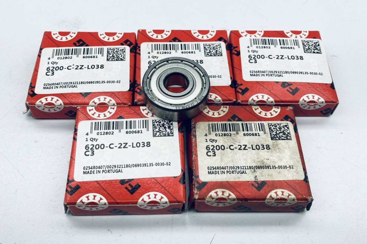 LOT OF 5 FAG 6200-C-2Z-L038-C3 DEEP GROOVE BALL BEARING 10mmID 30mmOD 9mmWIDE