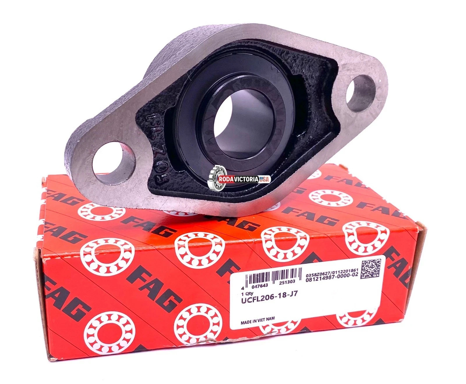 FAG UCFL206-18 J7 2-Bolt Oval Flanged Housing and Bearing Unit 1 1/8″ ID