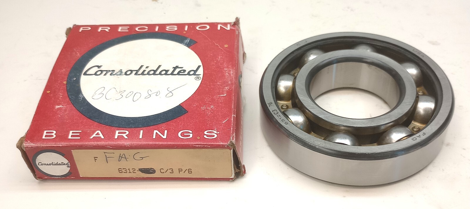 FAG 6312 C-3 P-6 Ball Bearing Deep Groove 60mm ID X 130mm OD X 31mm W Precision