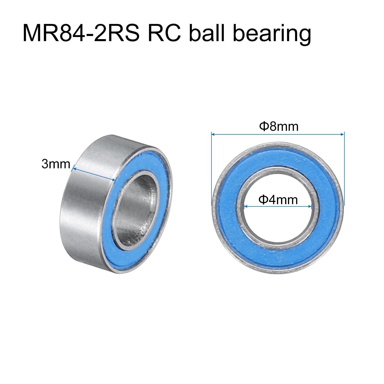 20pcs MR84-2RS Miniature Ball Bearings 4x8x3mm Double Sealed Bearings Blue