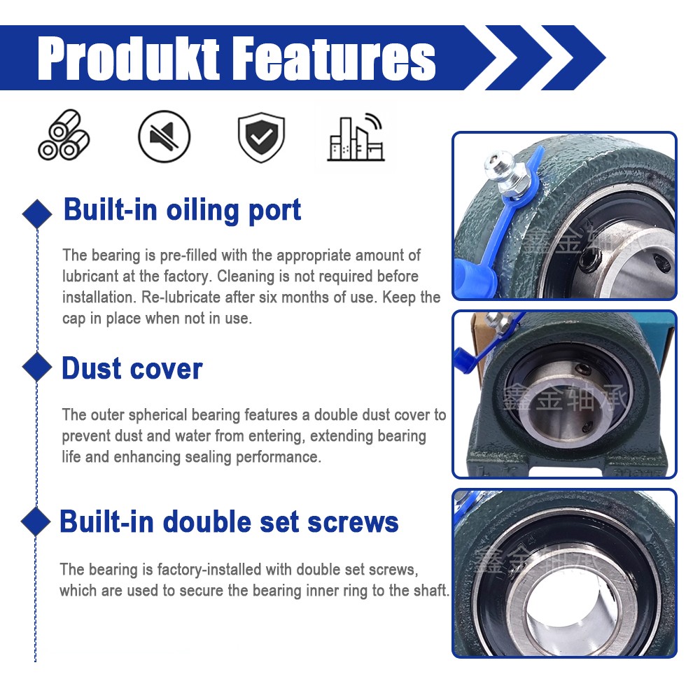 UCPA 204 – UCPA 212 Tapped Base Pillow Block Bearing, Self-Aligning, 2 Lips Seal