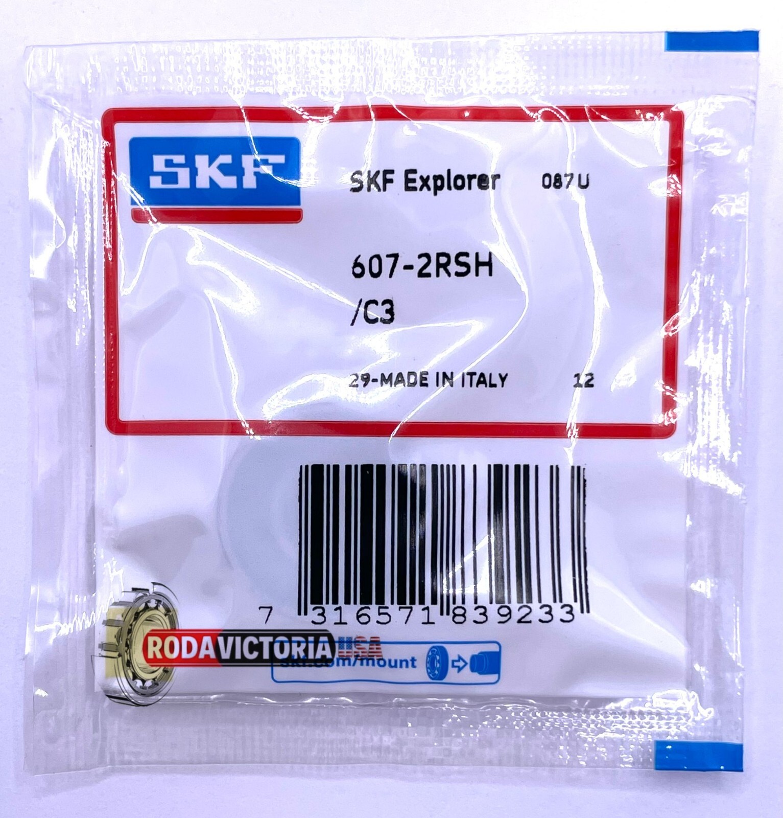 SKF 607 2RS C3 BALL BEARING, RUBBER SEALED 607 LLU 7x19x6mm
