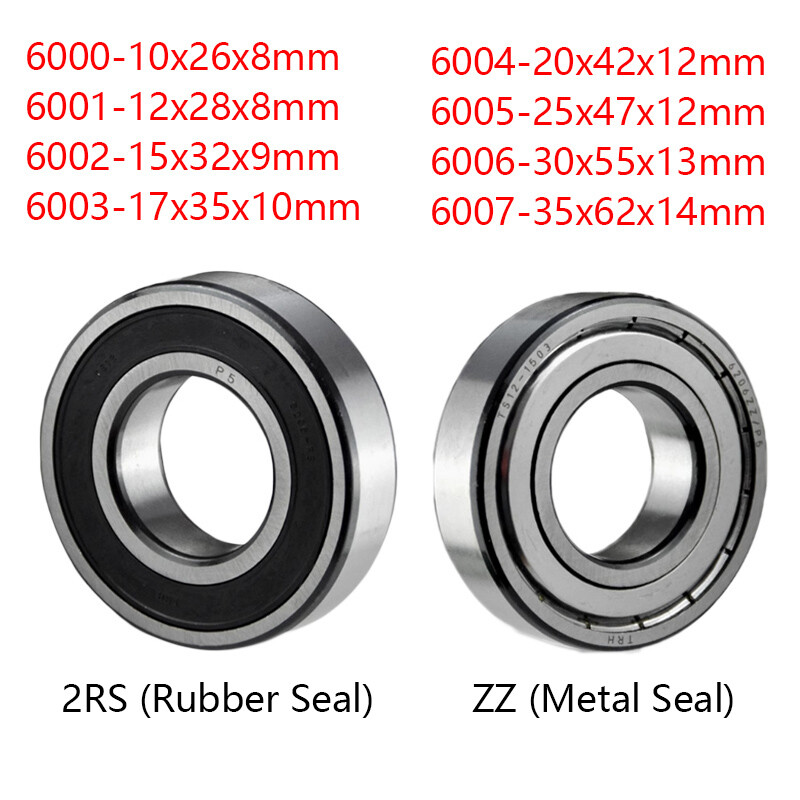 6000/6001/6002/6003-6007 Deep Groove Ball Bearing Rubber or Metal Seals (2RS/ZZ)