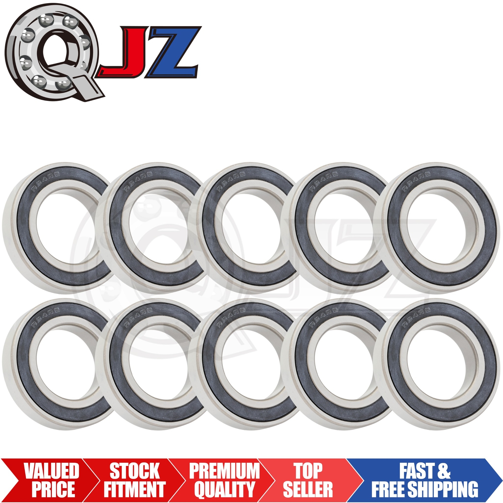 [Qty.10] New R24-2RS Deep Groove Ball Bearing [1.5″ Bore x 2.625″ OD x 0.563″ W]