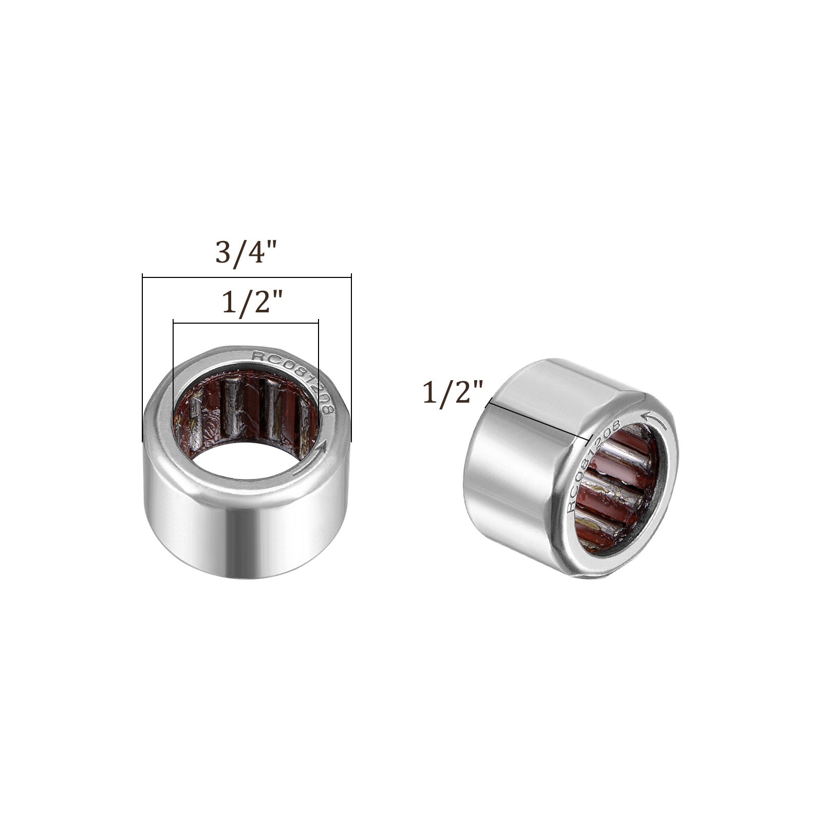 2pcs RC081208 Needle Roller Bearings 1/2″x3/4″x1/2″ One Way Clutch