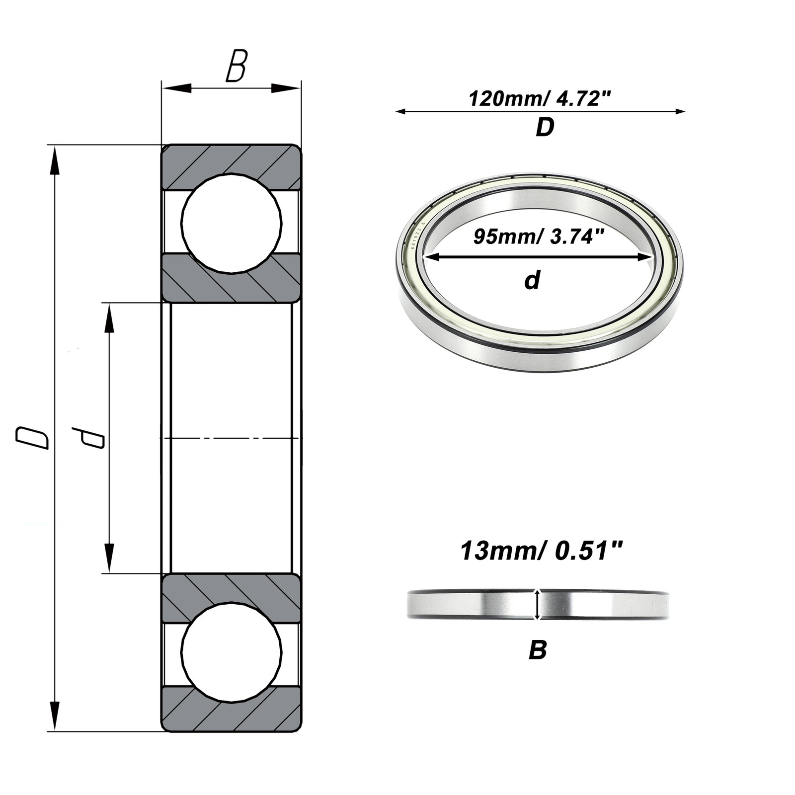 6819ZZ Single Deep Groove Ball Bearings P0 Lubricated Bearings Universal