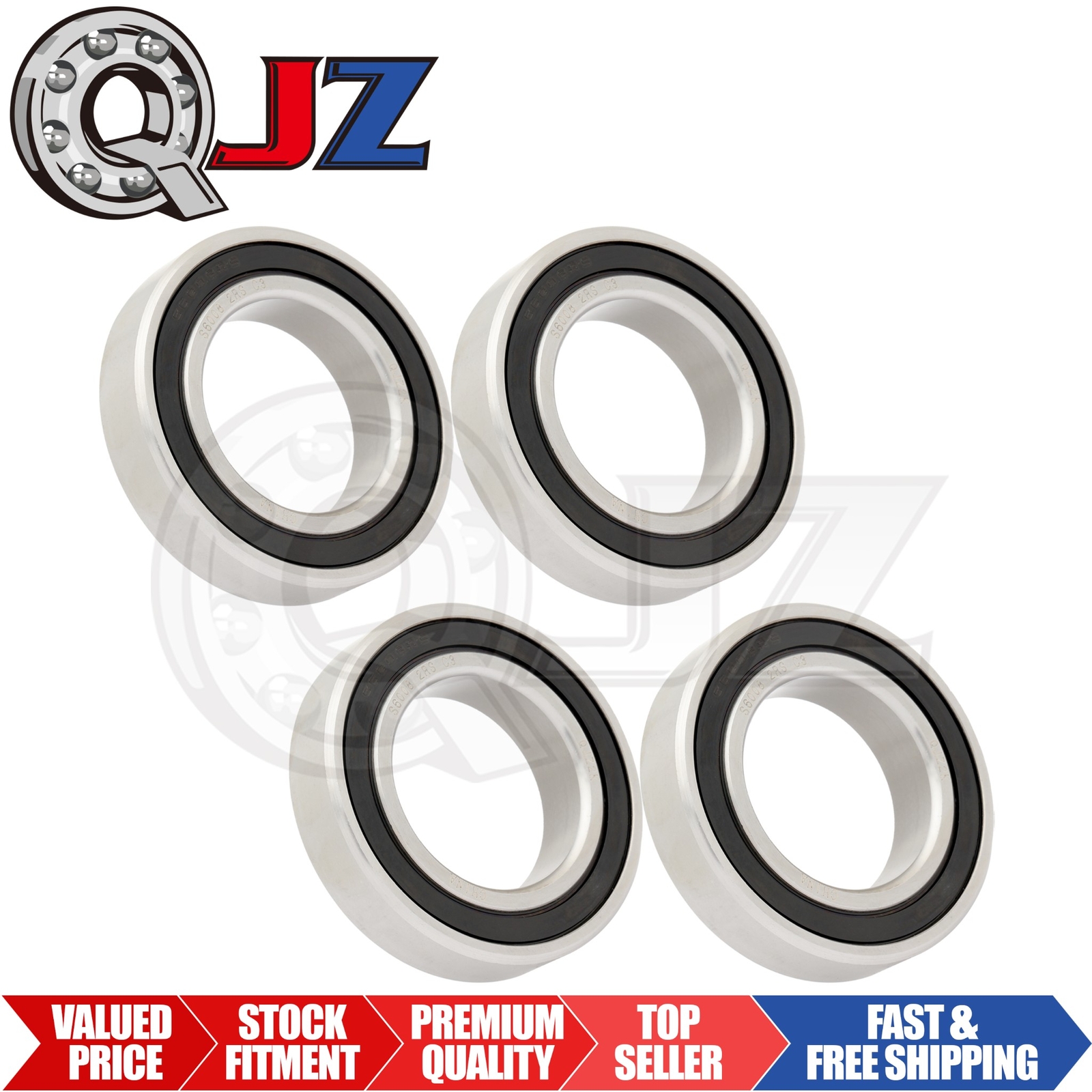 [Qty.4] New S6008-2RS Stainless Radial Ball Bearing [40mm ID x 68mm OD x 15mm W]