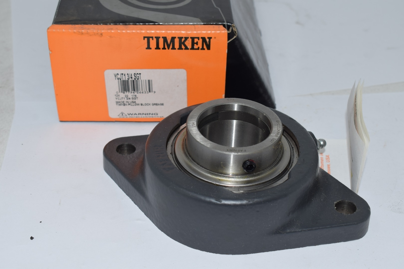 NEW Timken (Fafnir) YCJT1 3/4 SGT Flange-Mount Ball Bearing Unit – 2-Bolt Flange