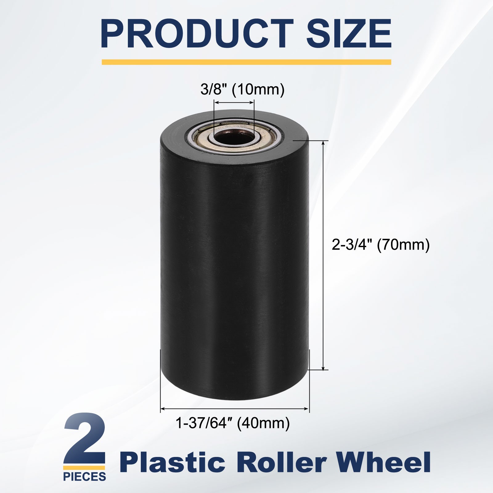 2Pcs Plastic Roller Wheel with Bearing, 3/8″x1-37/64″x2-3/4″ Bearing Pulley