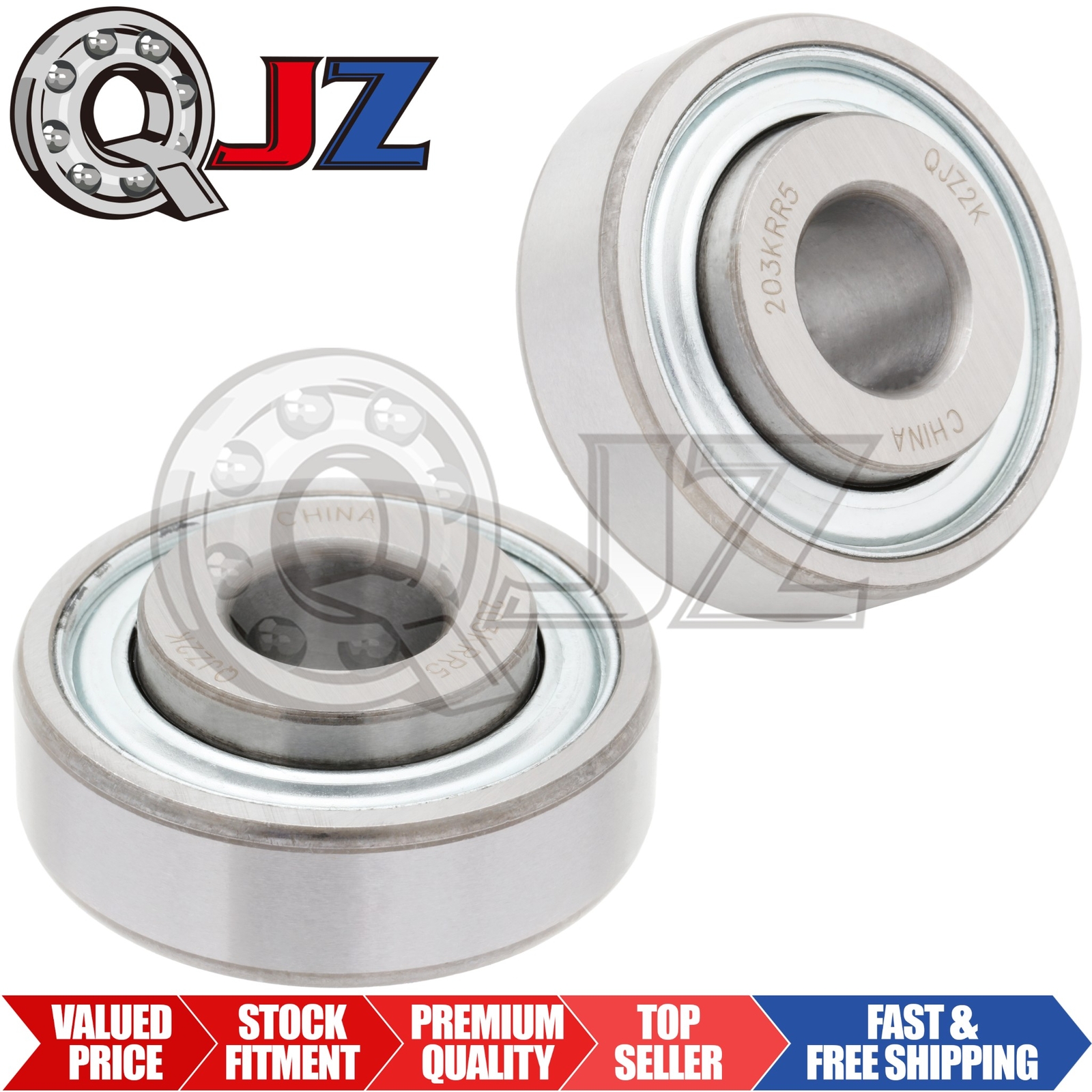 [Qty.2] 203KRR5 Agricultural Felt-Seal Bearing [0.515″ Bore x 40mm OD x 12mm W]