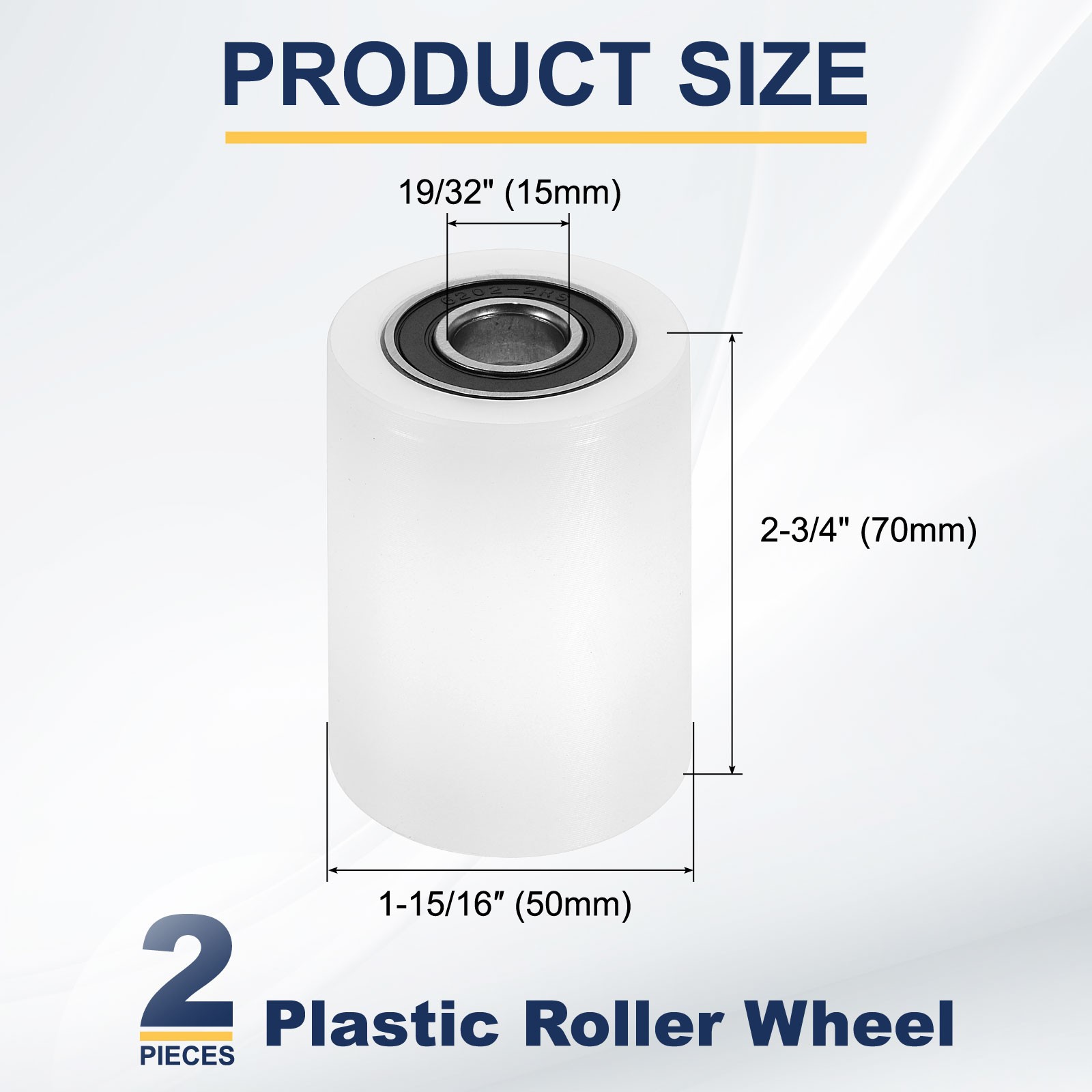 2Pcs Plastic Roller Wheel with Bearing, 19/32″x1-15/16″x2-3/4″ Bearing Pulley