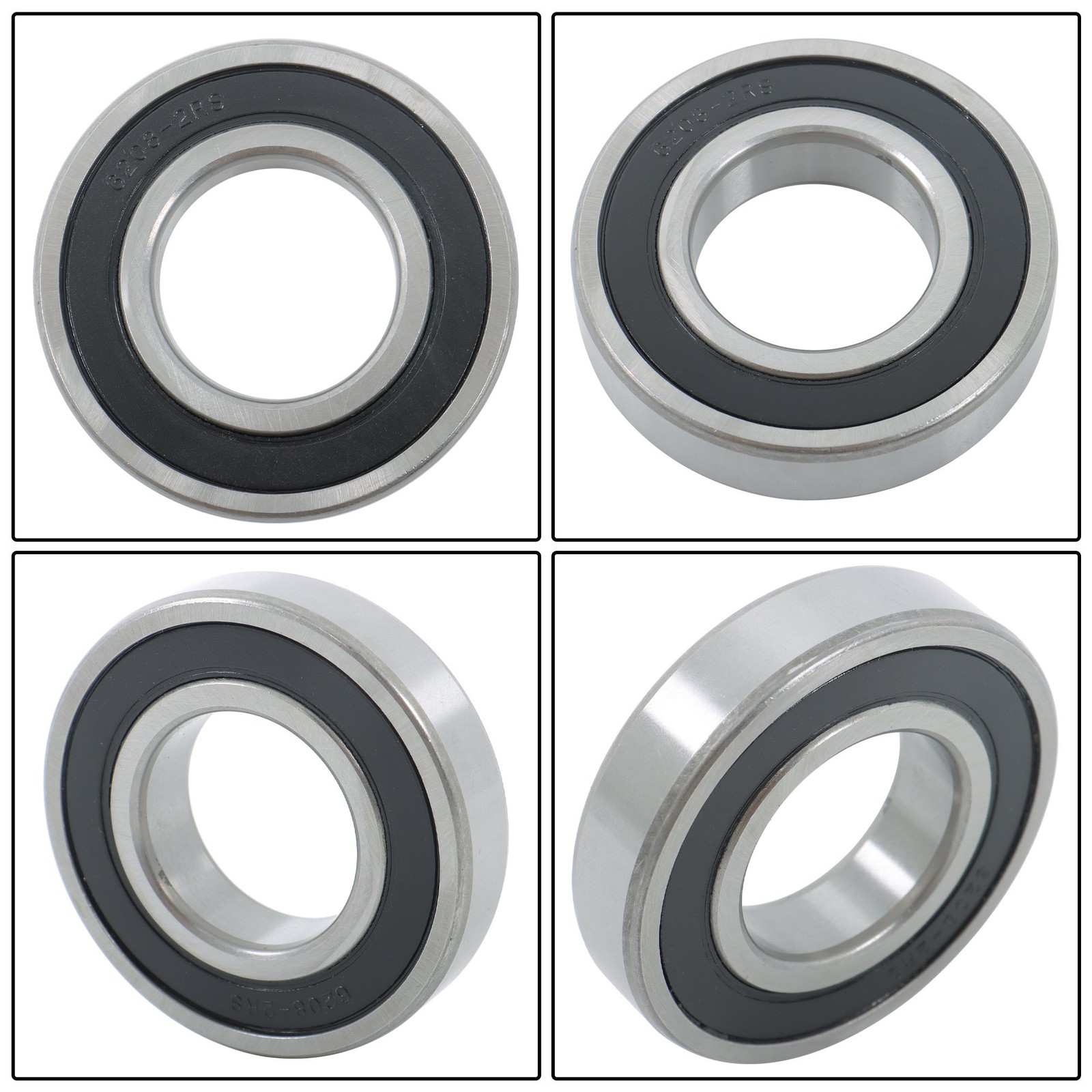 4Pcs 6208-2RS Bearings 40×80×18mm Double Rubber Seals Deep Groove Ball Bearing