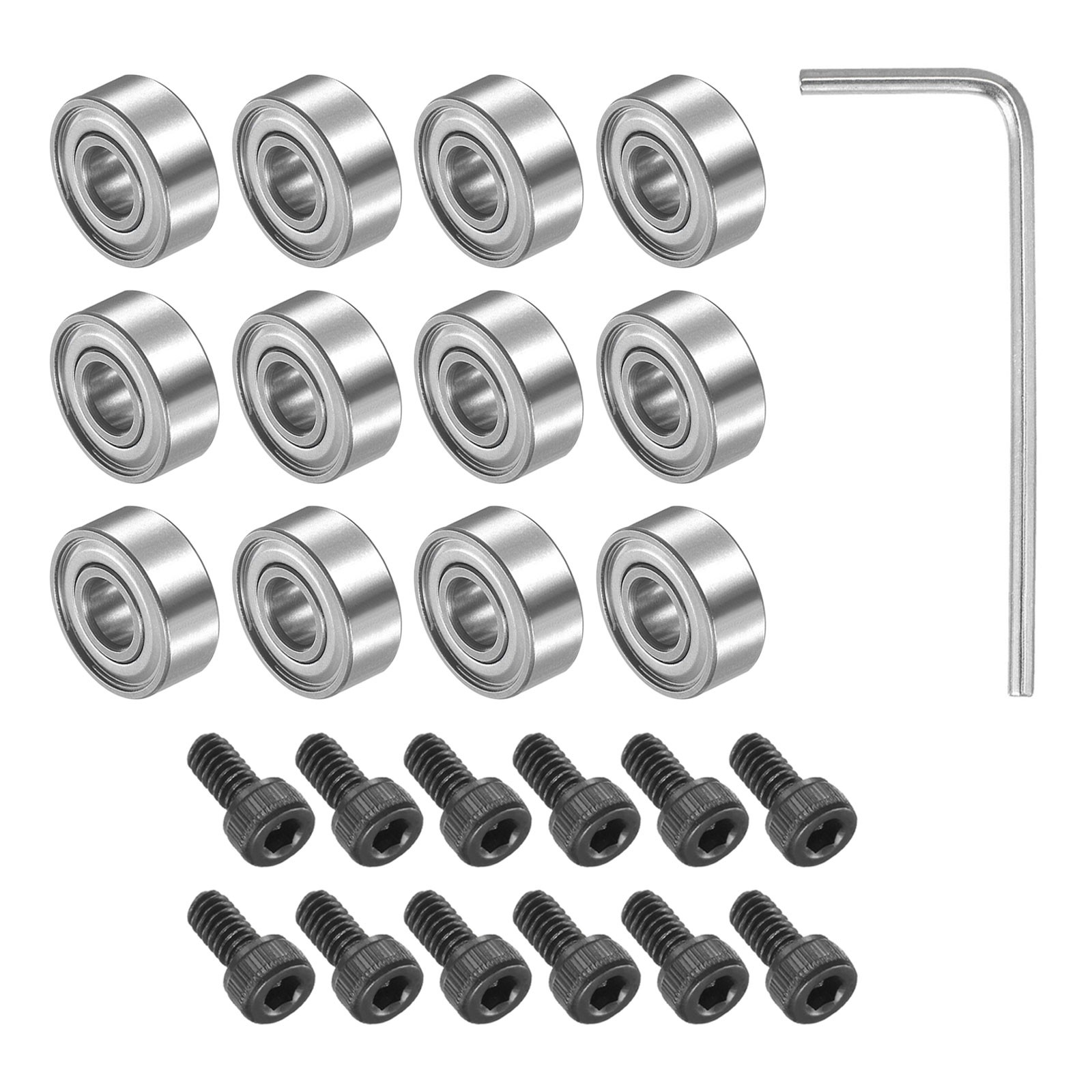 12pcs Ball Bearing 3/16″ ID 1/2″ OD Double Shielded Steel Deep Groove w Screws