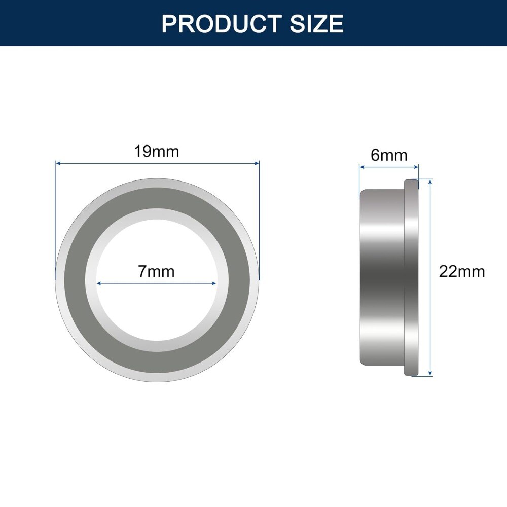 10-30pc F607ZZ Flanged Ball Bearing 7x19x6mm Double Shielded Deep Groove Bearing