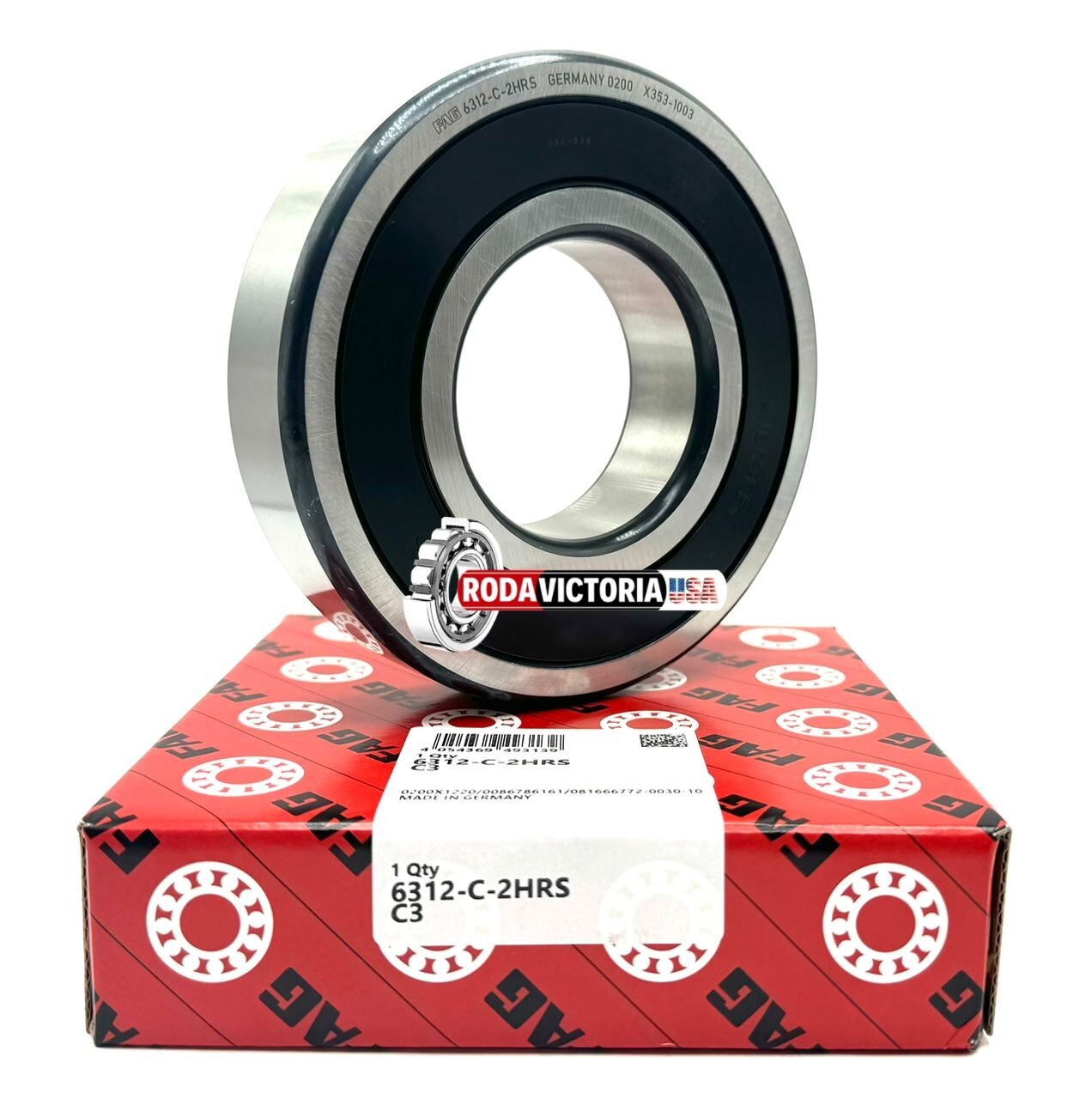 FAG 6312 2HRS C3 DEEP GROOVE BALL BEARING, RUBBER SEALED 60x130x31 mm 6312-2RS